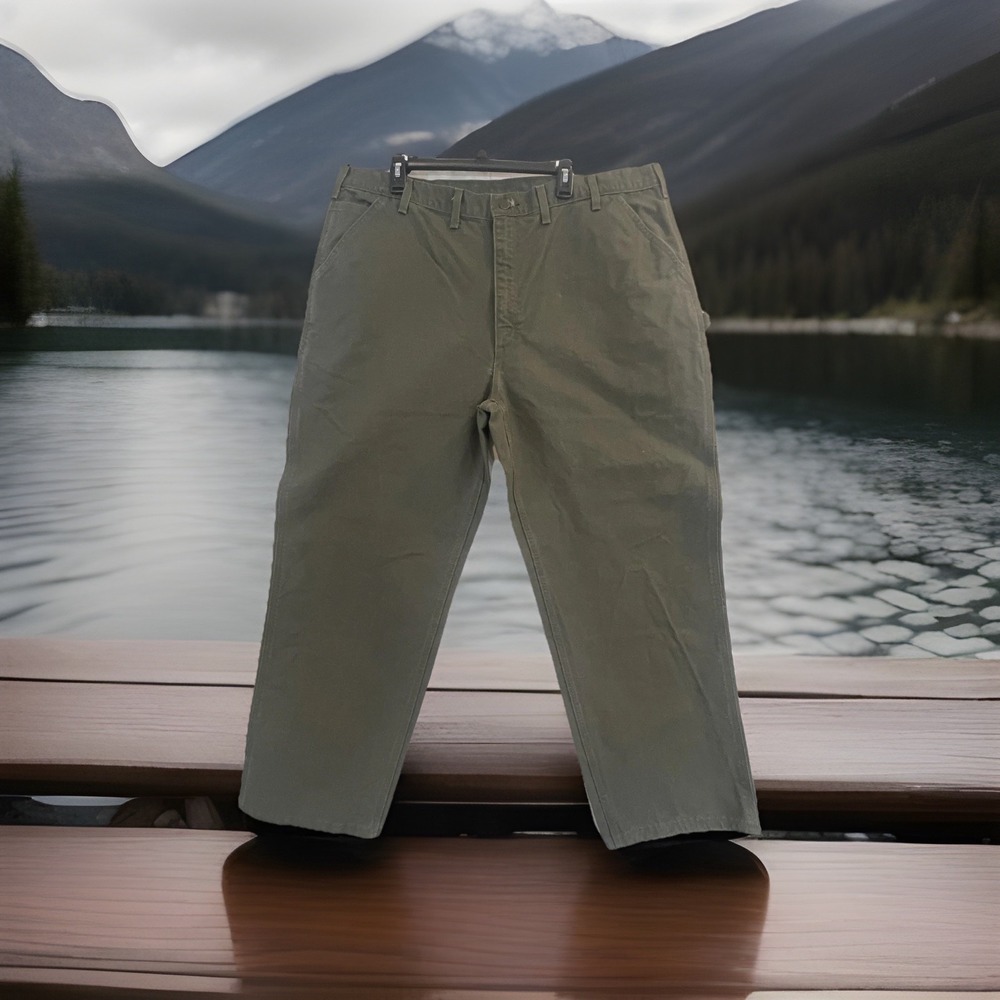 Carhartt‎ Pants Mens 44x32 Green B11 MOS Original Dungaree Fit Work Utility